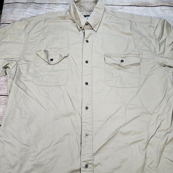 Key Men's Work Shirt Short Sleeve Button Up Khaki Cotton Size XLR - Picture 1 of 5